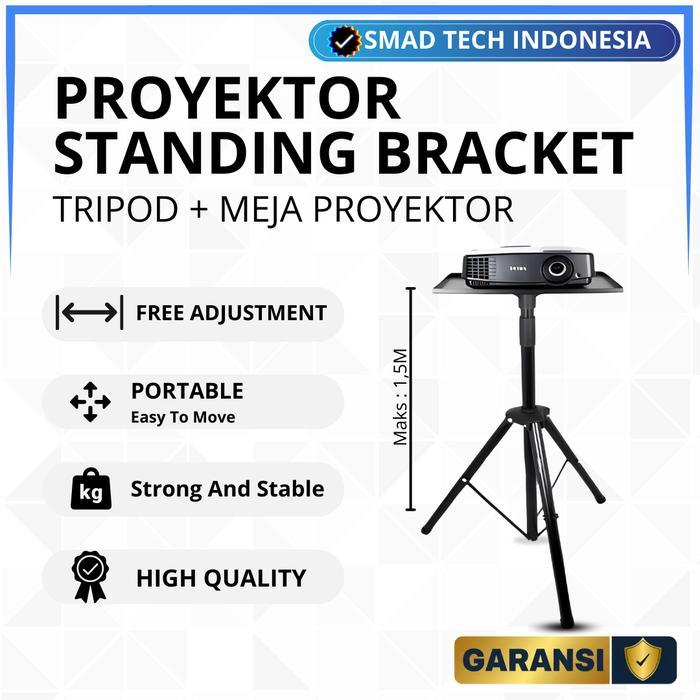 qiqicase Standing Tripod Meja Projector Proyektor Stand Adjustable Kuat Layar Layar - Hitam TERLARIS
