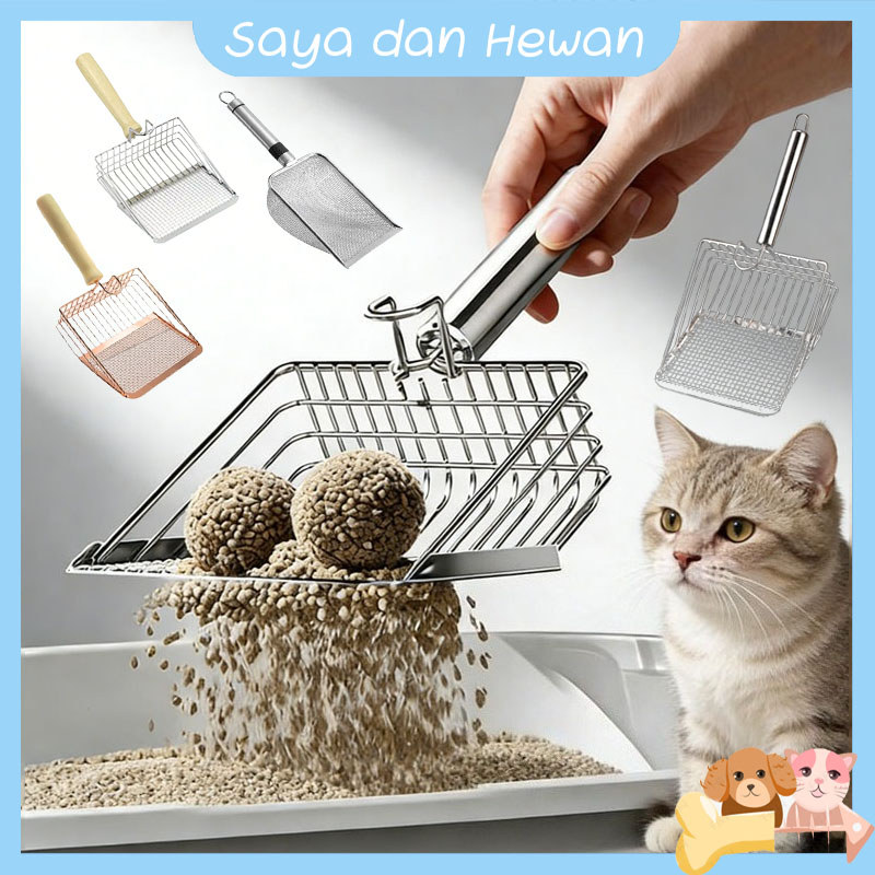 Serokan Pasir Kucing Sekop Debu Logam Kucing Cat Sekop Serokan Pasir Stainless Quality