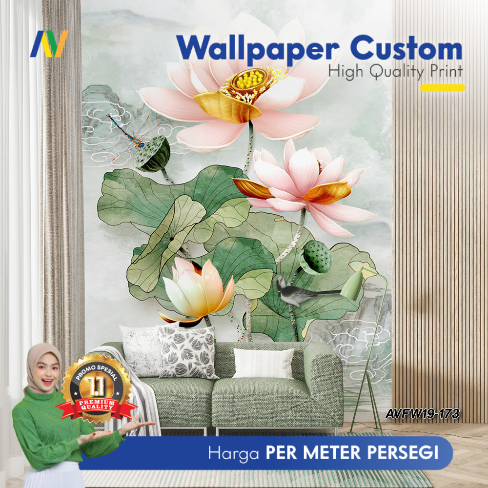 Wallpaper Dinding Custom | Wallpaper Dinding Ruang Tamu | Wallpaper Dinding Motif Bunga 4 | Wallpape