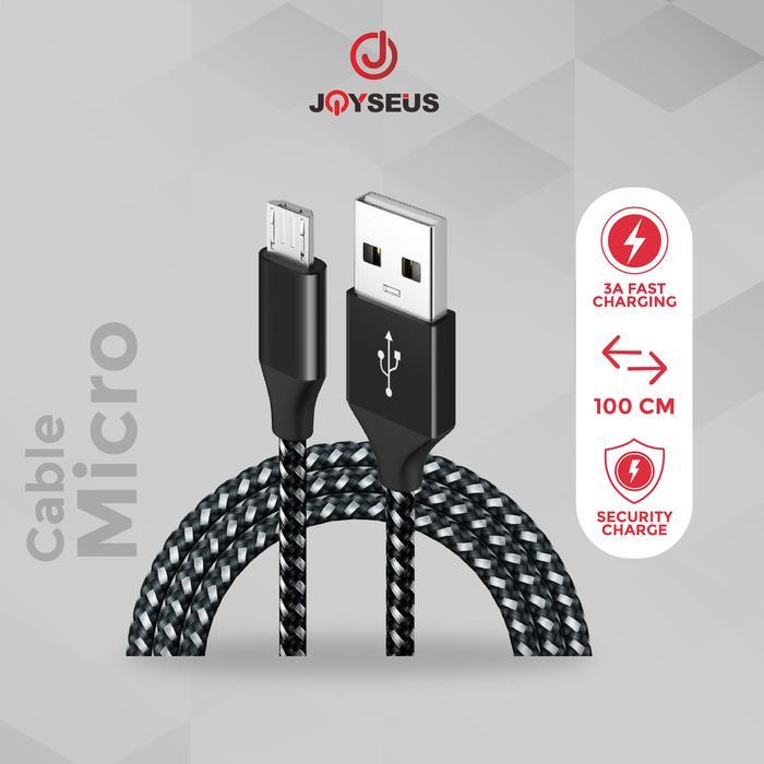 JOYSEUS Micro USB Cable 2.4A Cowboy Gold Braided Cable 120CM-KB0002 - Joyseus-Hitam