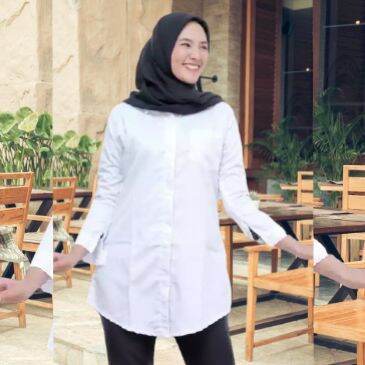 COD/BAYAR DI TEMPAT kemeja tunik putih polos kemeja wanita kemeja putih tunik wanita tunik putih pol