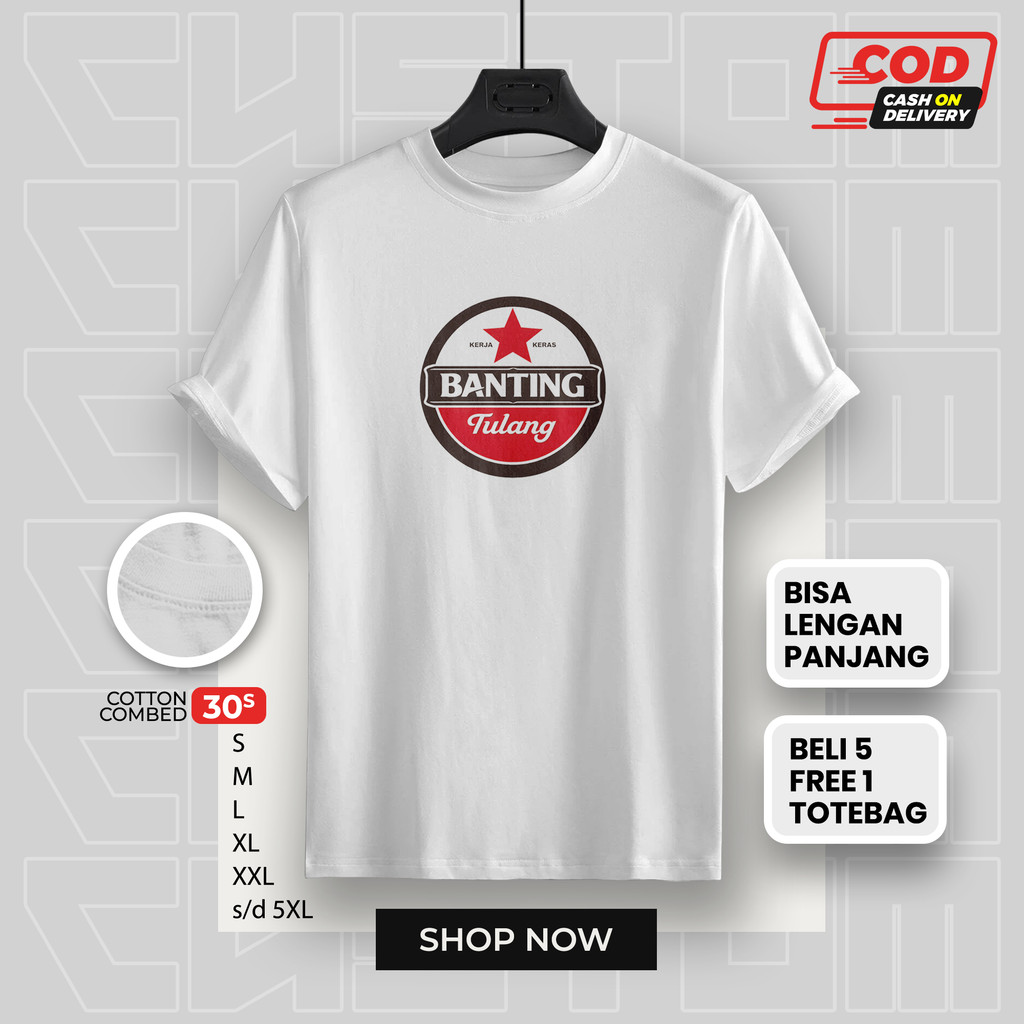 Kaos BANTING TULANG Parodi Baju Distro Plesetan BINTANG Combed 30s Lucu Big Size Pria Wanita