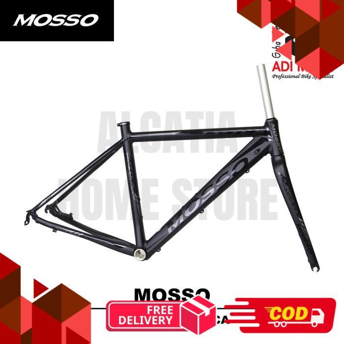 Mosso 737TCA Frame Set Sepeda Road Bike Disc [700C] Frame Sepeda Balap - Black/Black, 490 -alca