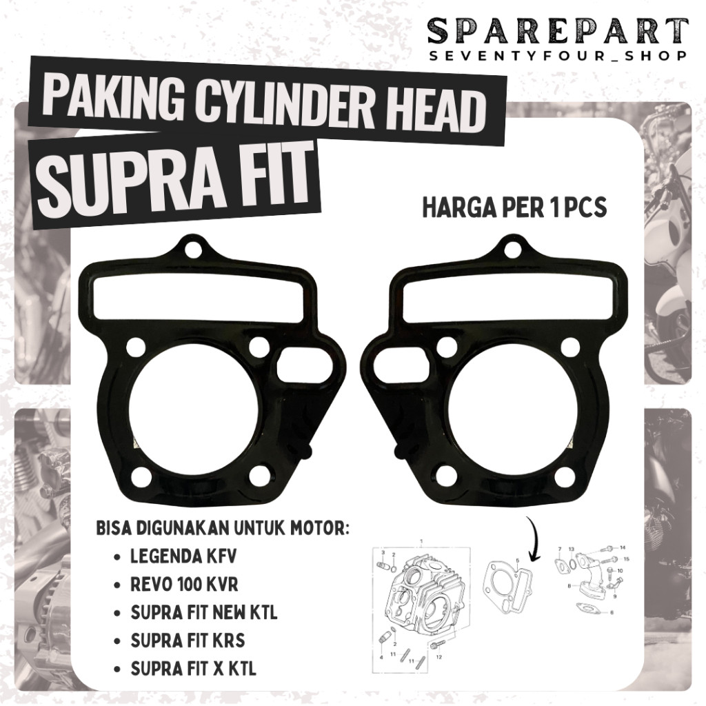 PAKING CYLINDER HEAD LEGENDA REVO SUPRA FIT NEW KRS GASKET CYLINDER HEAD ORIGINAL SRM