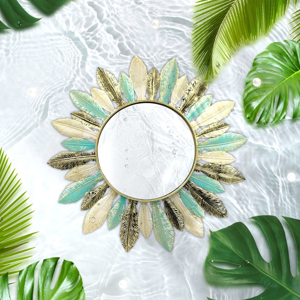 Cermin Kaca Bulu Hiasan Dinding Metal | A5