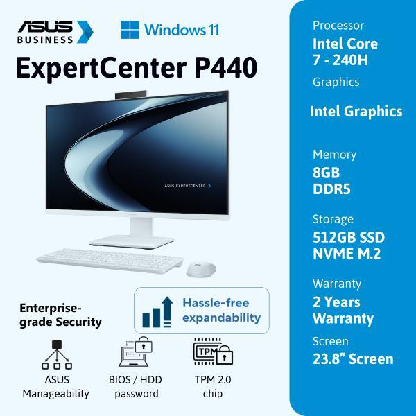 ASUS ExpertCenter P44O [P440VAK-W7852WS] 23.8" FHD/intel 7-240H/DDR5 8G/512G PCIe SSD G4/Win 11 Home
