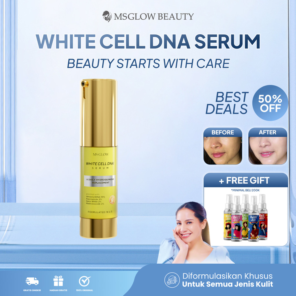 Serum Whitecell DNA Ms Glow Beauty Skincare Hiperpigmentasi Flek Hitam Mencerahkan Kulit Original