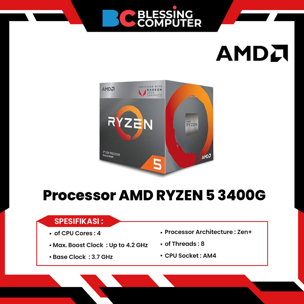 Processor AMD RYZEN 5 3400G BOX include Fan