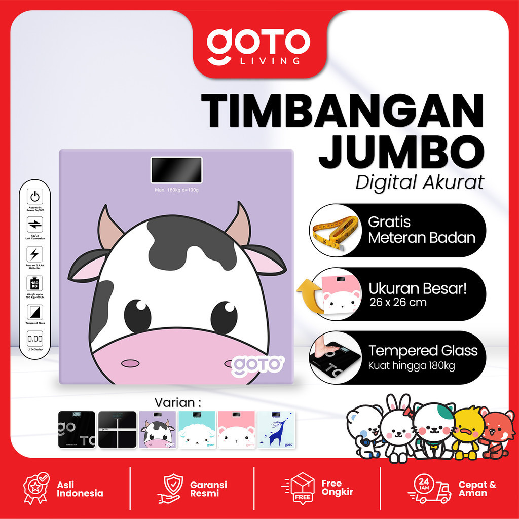 (Crazy Deal) Goto Cartoon Smart Scale Timbangan Badan Digital Motif Karakter Lucu