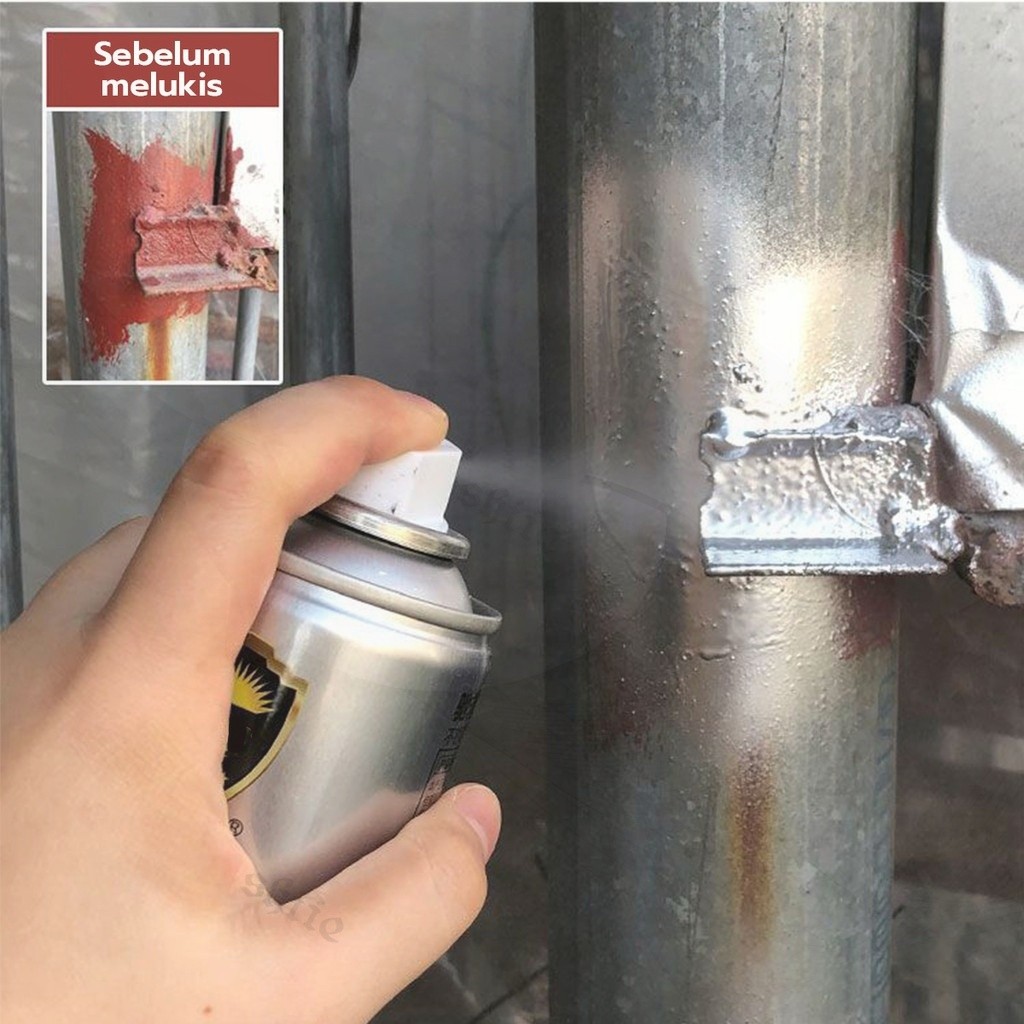 Cat Semprot Chrome Anti Karat Tahan Lama Kilap Mirip Stainless Steel 2/3 Kaleng, Warna Mengkilap unt