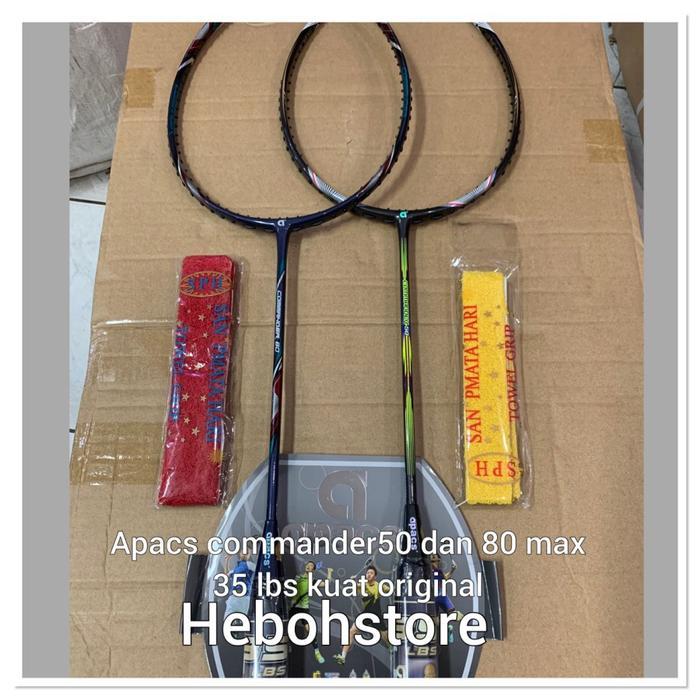 Raket Badminton APACS NEW COMMANDER 50/80 Free grip kuat 35 LBS ORI - commander 50, Raket + Grip saj