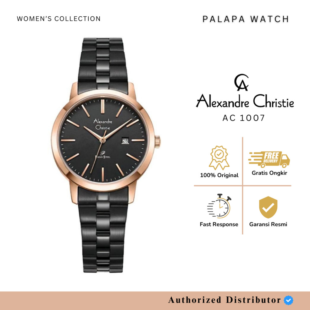 GRATIS ONGKIR Jam Tangan Wanita Alexandre Christie AC 1007 / ac1007 / 1007 Rantai Original Stainless