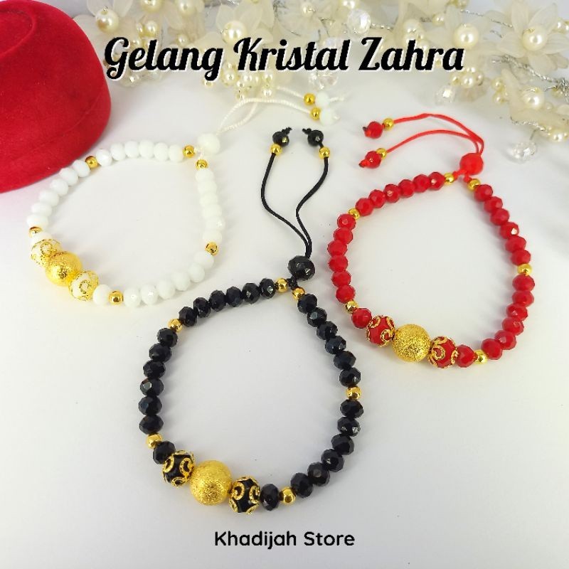 GELANG KRISTAL ZAHRA LAPIS EMAS CANTIK MEWAH ELEGAN TALI SERUT GIOK