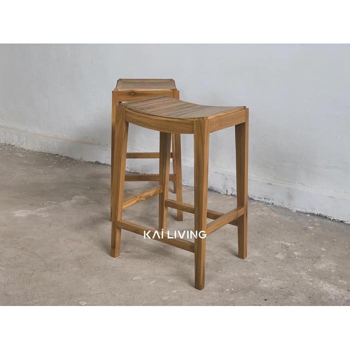 kursi bar teak wood minimalis kayu jati finishing kursi cafe bar stool minibar resort restoran hotel