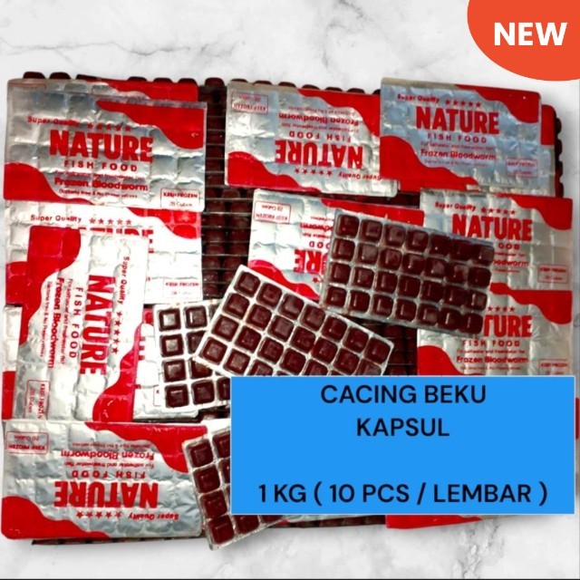 Cacing beku bloodworm 100 gram / cacing beku kapsul / cacing beku / pakan ikan / pakan ikan hias / p