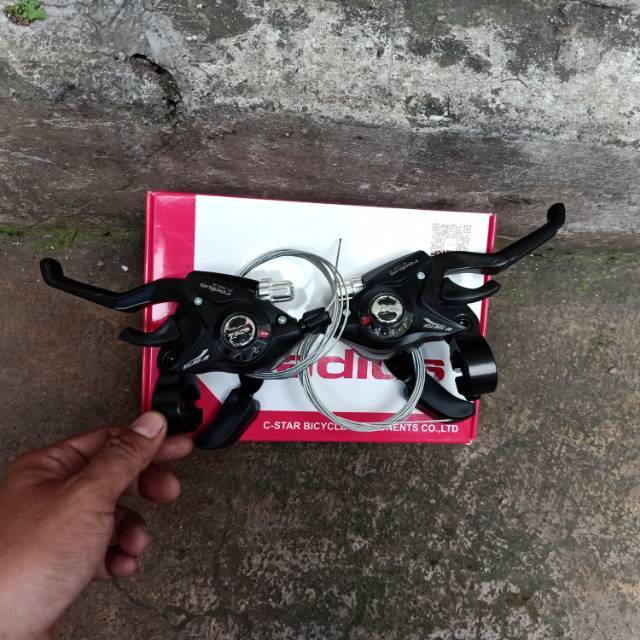 shifter radius 3 x 7 speed shifter sepeda operan gigi depan belakang sepeda