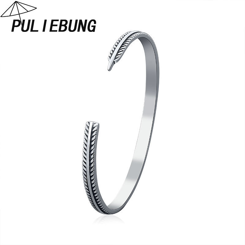 Gelang Terbuka Daun Lingkaran Tipis Kepribadian Vintage