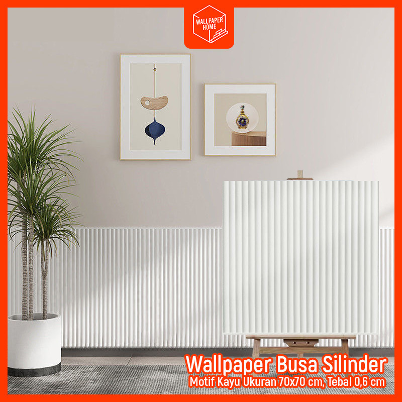 SMG Wallpaper Dinding Foam 3D Motif Kayu Silinder / Stiker Dinding Plafon Dekorasi Kamar 70x70CM A53