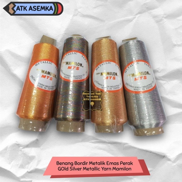 Benang Bordir Metalik Emas Perak Gold Silver Metallic Yarn Mamilon Atk