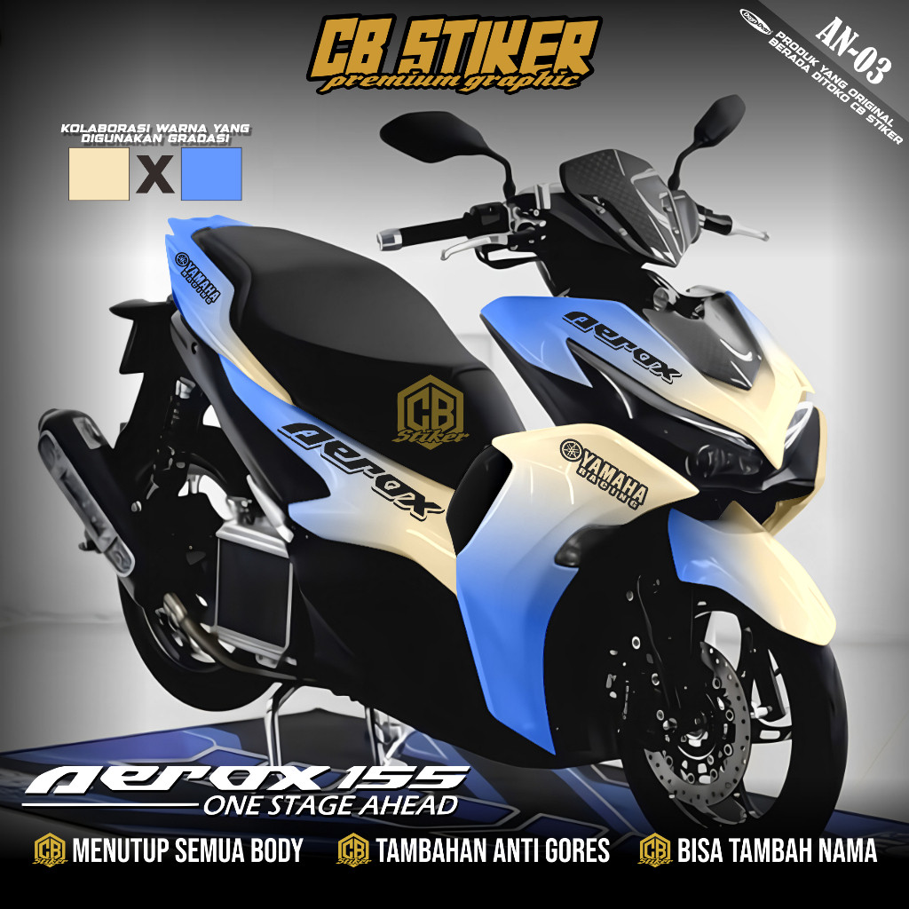 Decal Stiker Aerox 155 new - Stiker Aerox new155 Motif Gradasi