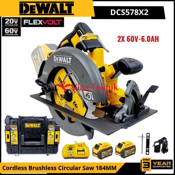 Dewalt Brushless Circular Saw 7" DCS578X2-KR DCS578 Gergaji Sirkel Baterai 60V 184mm Dewalt DCS578X2