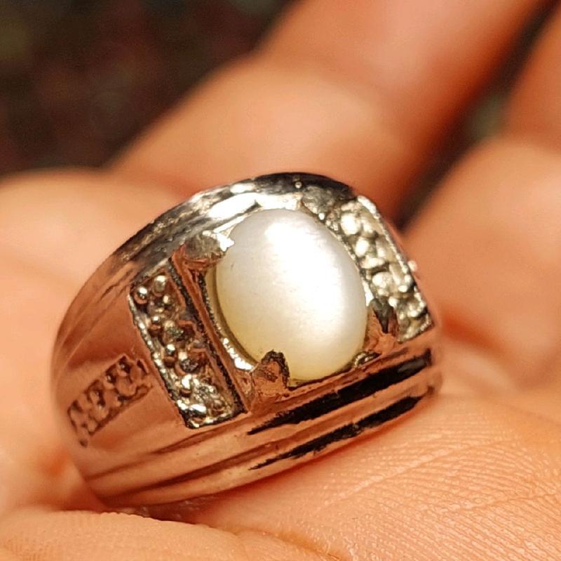Cincin batu biduri bulan airbrush dim kecil 9mm 10mm / moonstone biduri bulan Ring cakar elegan