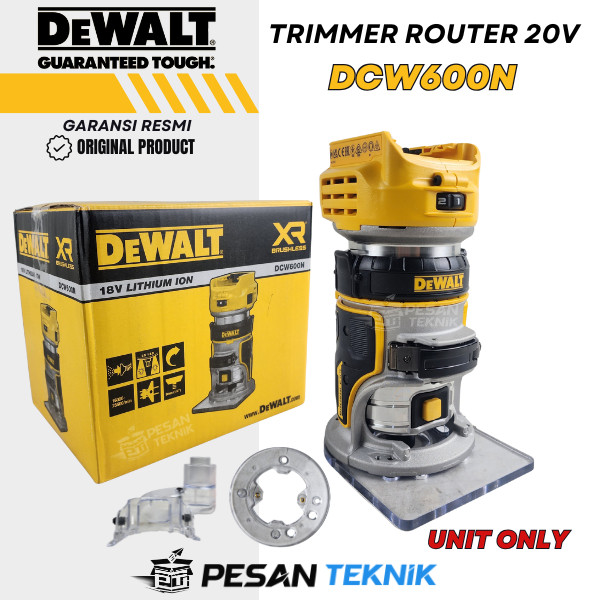 Mesin Profil Kayu Cordless Brushless Trimmer Router 20V DEWALT DCW600N