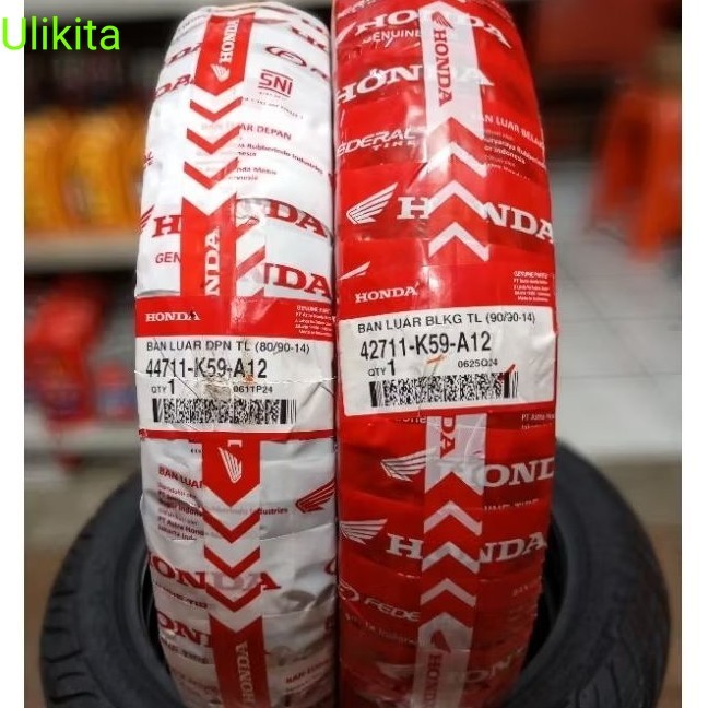 Ulikita - SEPASANG BAN ORIGINAL FEDERAL HONDA AHM K59 80/90-14 & 90/90-14 TUBLES UNTUK BEAT VARIO
