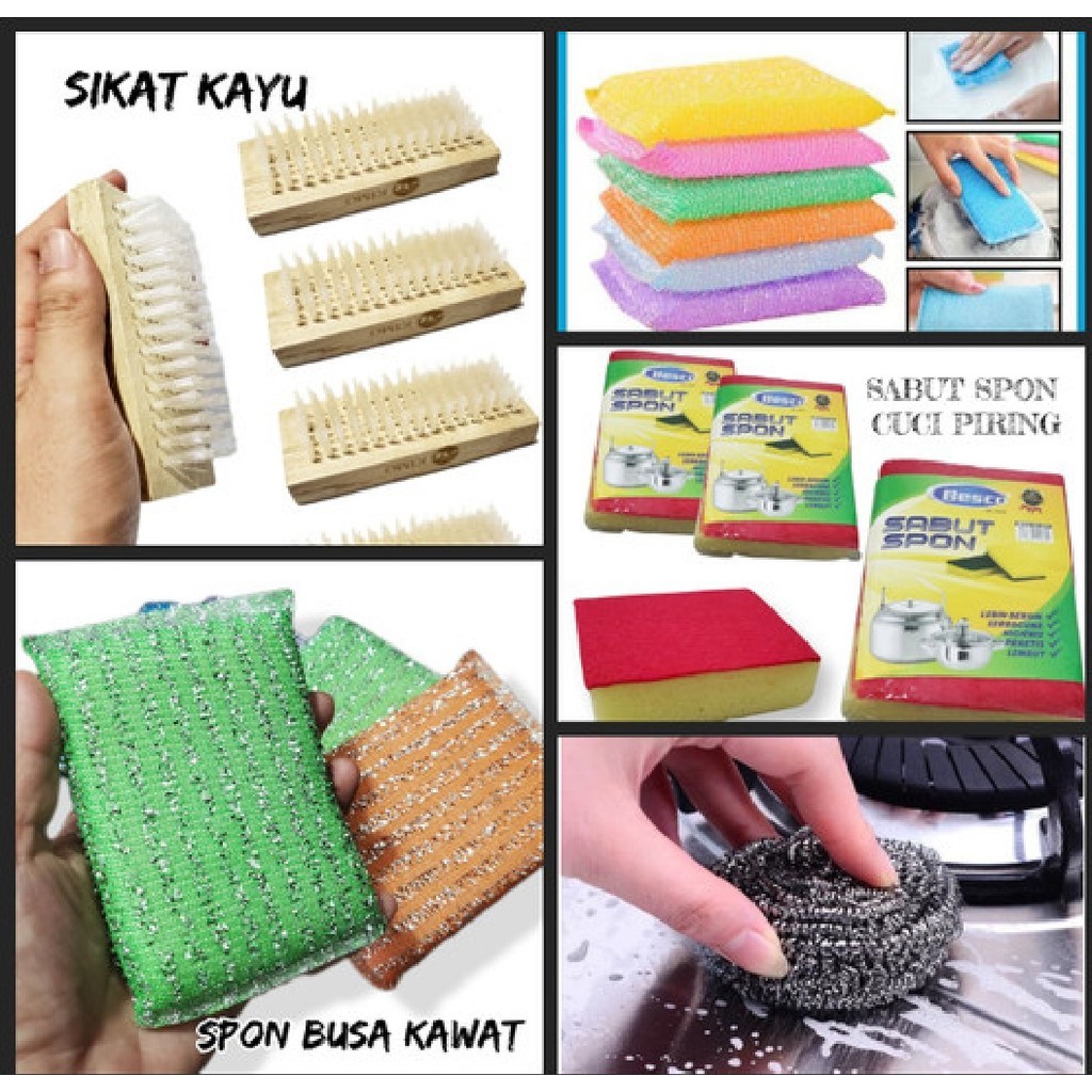 MURAH Spon cuci piring warna warni 1renceng isi 12pcs