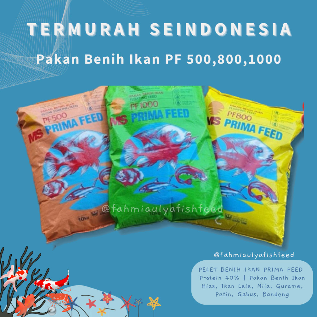 PAKAN IKAN MURAH (REPACK 2 KG) PAKAN BENIH PF 1000, 800, 500, 200, 128, 100, 0, Pelet Udang  Fengli 