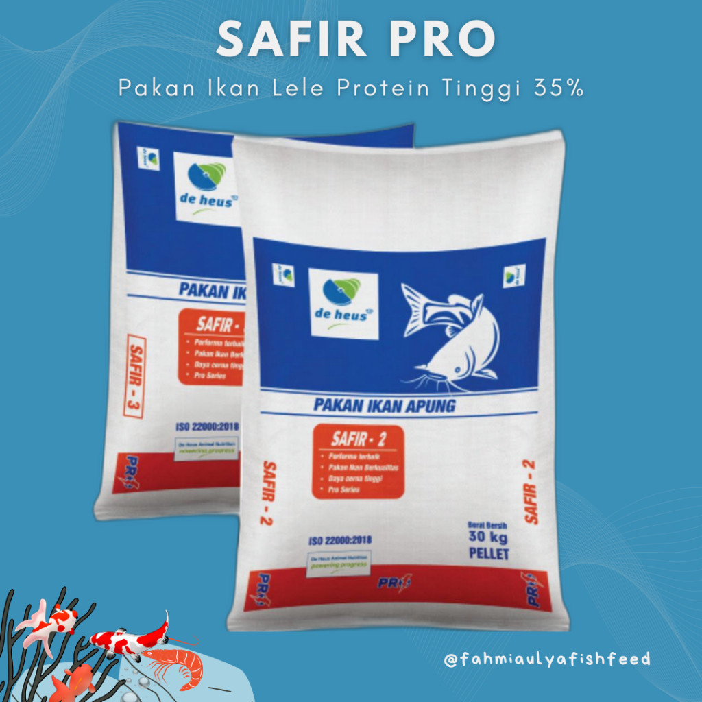 PAKAN IKAN MURAH (1 SAK 30 KG) SAFIR PRO -2 -3 Pakan Ikan Lele Premium PROTEIN 35% | PAKAN IKAN DE H