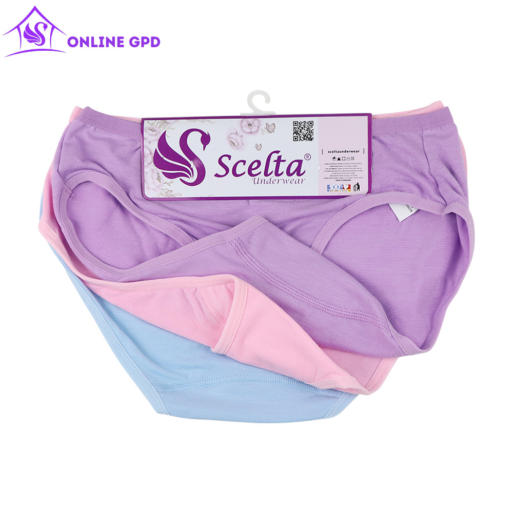 Scelta Cempaka Mas 4 3Pcs Celana Dalam Scelta Wanita Basic Panty Nyaman Size M L XL XXL CD SC 421 MI
