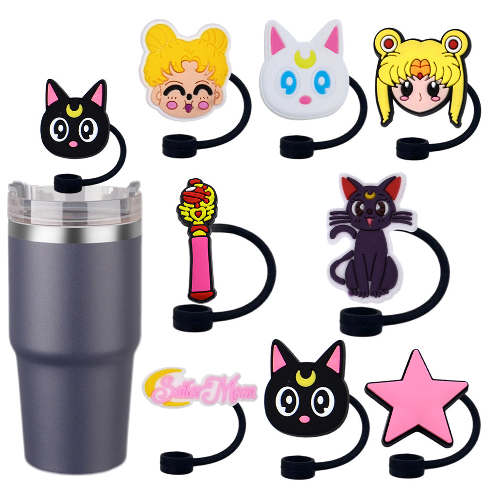 1-8pcs New japanese anime Straw Cover Cap 10MM Drink Straw Plug Reusable Fit Cup Accessories Straw C