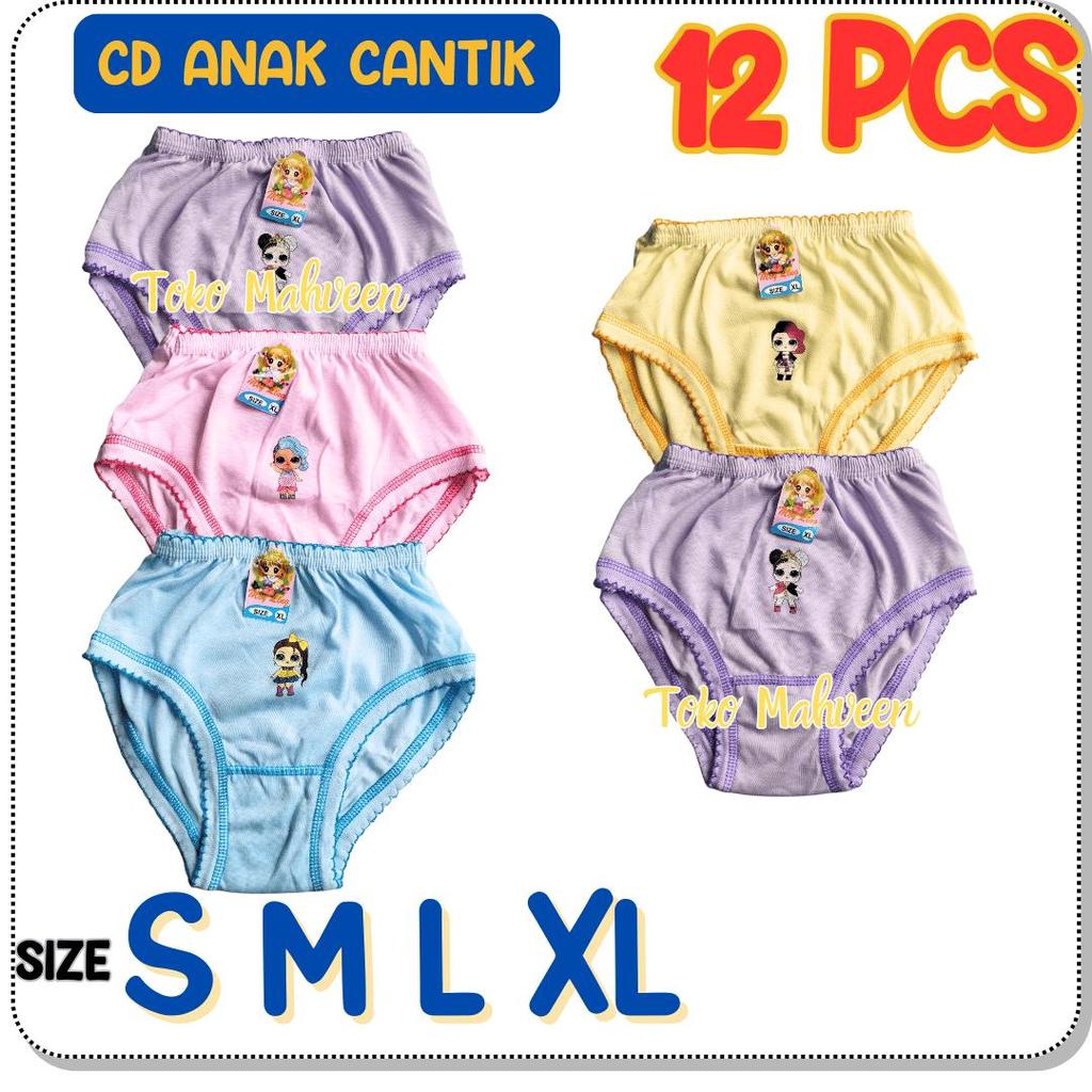 12 PCS CELANA DALAM ANAK CEWEK CD ANAK PEREMPUAN BALITA PAUD TK SD CD ANAK POLOS NYAMAN