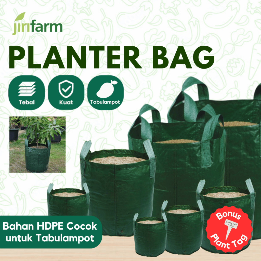 TERLARIS JIRIFARM - Planter Bag Hijau 25 50 75 100 160 200 Liter HDPE Wall Planter Pot Pohon Tabulam