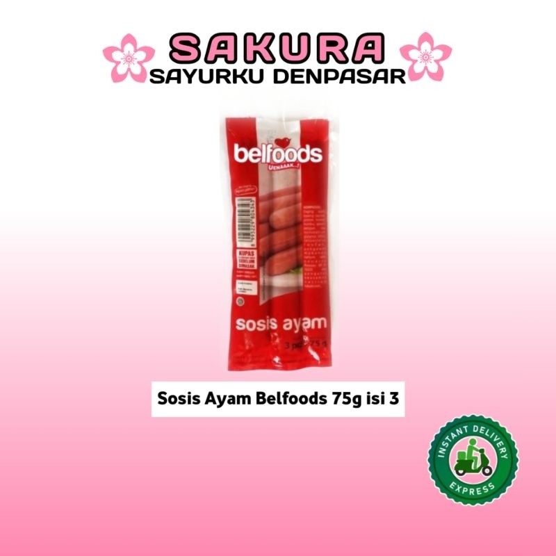 Sosis Ayam Uenaaak Belfoods 75g isi 3 - SAKURA