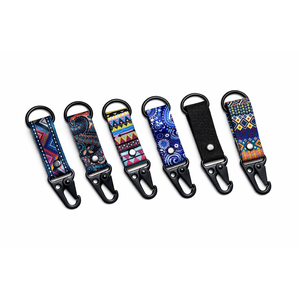 Gantungan Kunci Strap Ganci Keychan Carabiner Kain Motif Tribal Etnik Keren