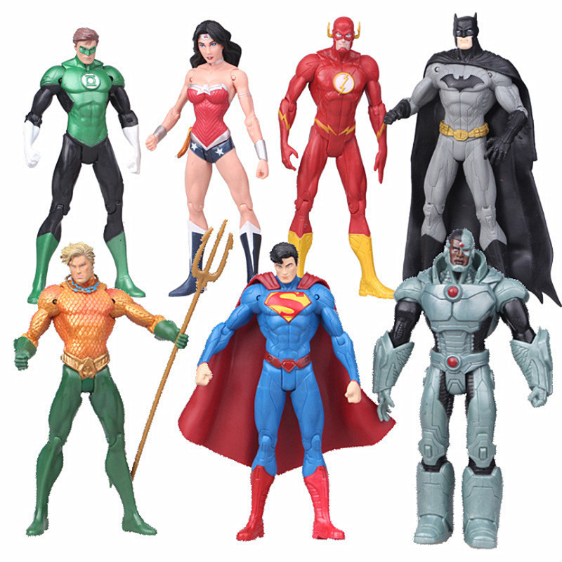 7PCS Batman V Superman Action Figure Superman Batman Wonder Woman The Flash Green Lantern DC Collect