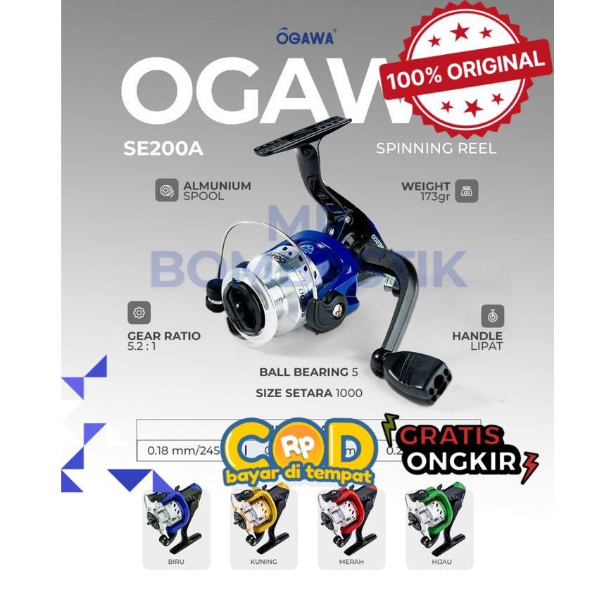 REEL SPINNING OGAWA SE 200 SPOOL ALUMUNIUM MURAH - Merah -bomb