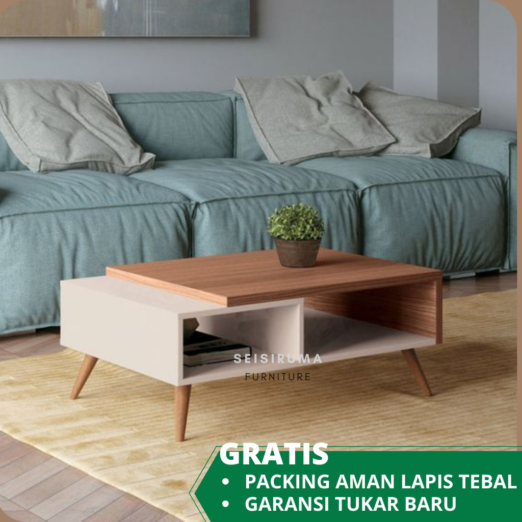 Furniture Sukabumi | Meja Tamu Minimalis Modern 2 Ruang Kayu Multiplek