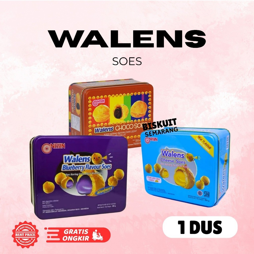 1 KARTON Walens Soes Walens Choco Blueberry Cheese Soes 350gr Isi 6 Kaleng Soes Kering Walens Untuk 