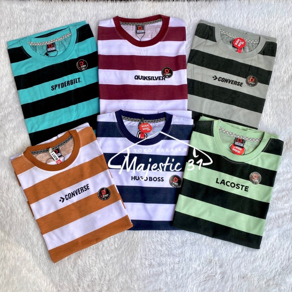 SYAZIAS 4pcs 100rb Kaos Distro Salur garis - garis / kaos distro / kaos distro pria / kaos salur / k