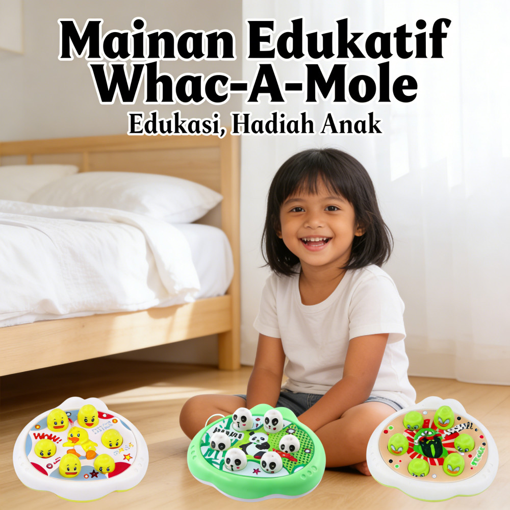 Palu Intellect Mole Kids Mole Anak Seru Whack-A Whac-A Mole Edukatif Interaktif Pukul