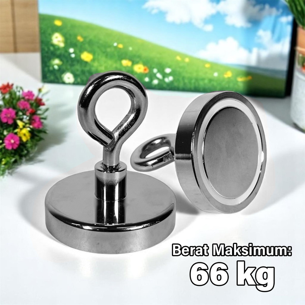 Magnet Gantungan Kuat Sheep Eye Hook Strong Neodymium N35 66kg - Gantungan Magnet Kuat 66kg untuk Gu