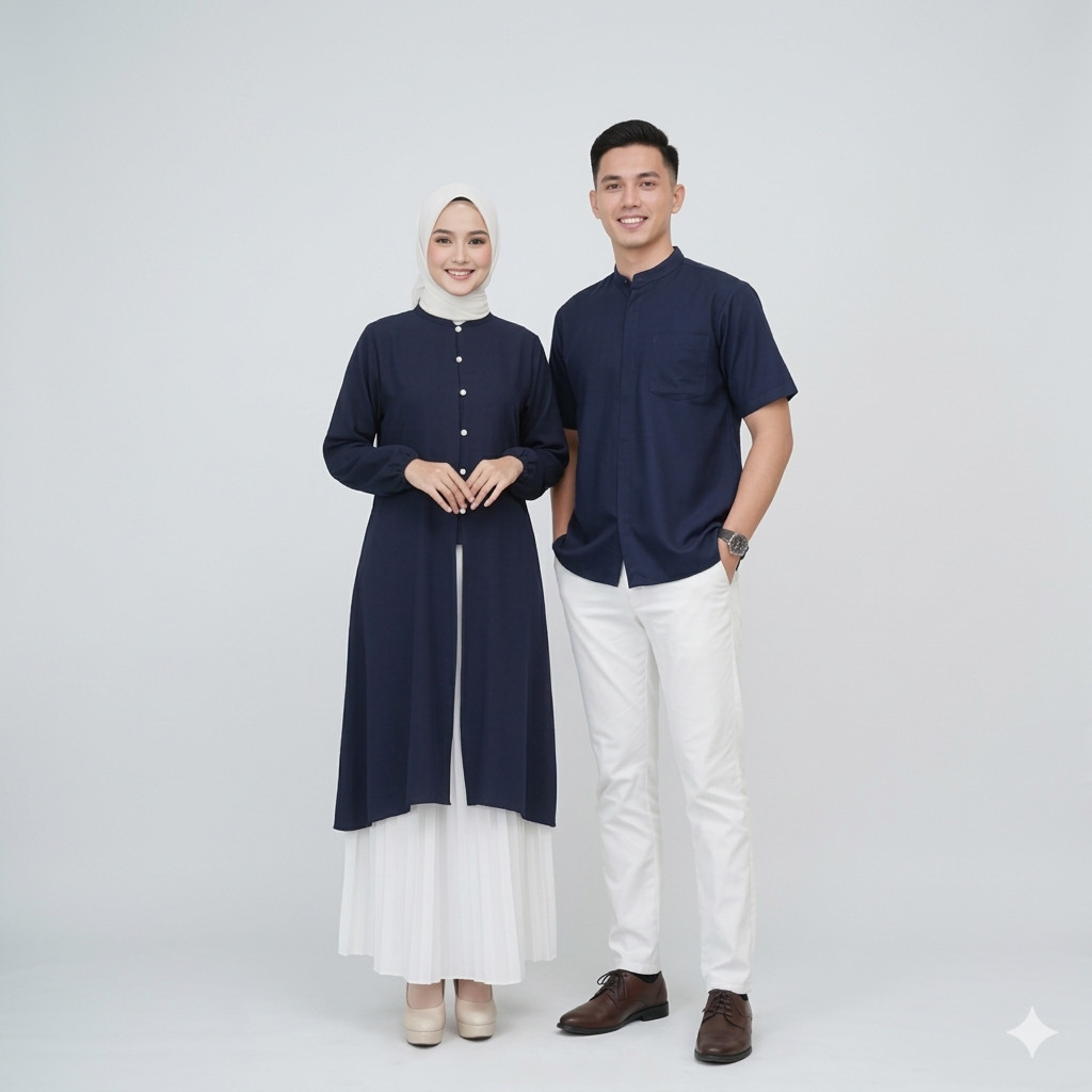 BESTPROMO Malaya Long Tunik Couple Pasangan / Baju Muslim Lebaran Pasangan Sarimbit