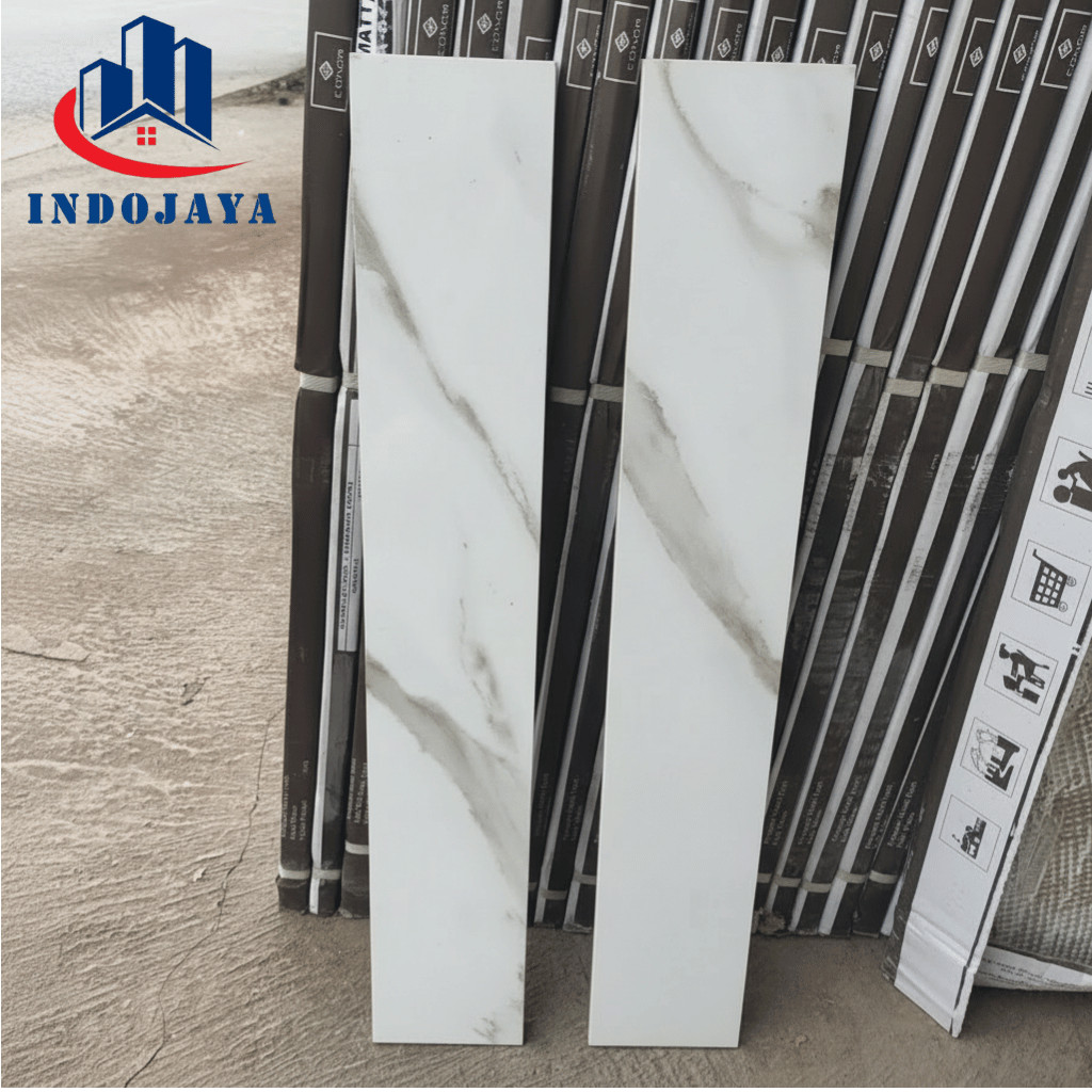 Plint Keramik 10x60 Putih Motif Carrara List Lantai Dinding Granit Granite Tile