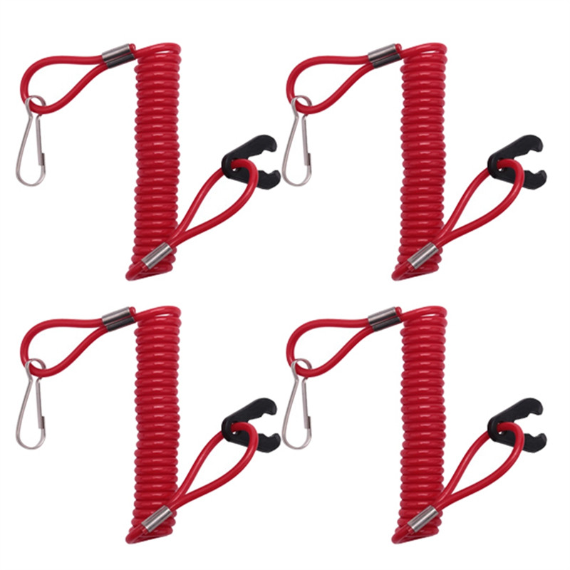 UI-Boat Lanyard Kill Swit Stop Safety Tether For Outboard Engine Motor 4Pc