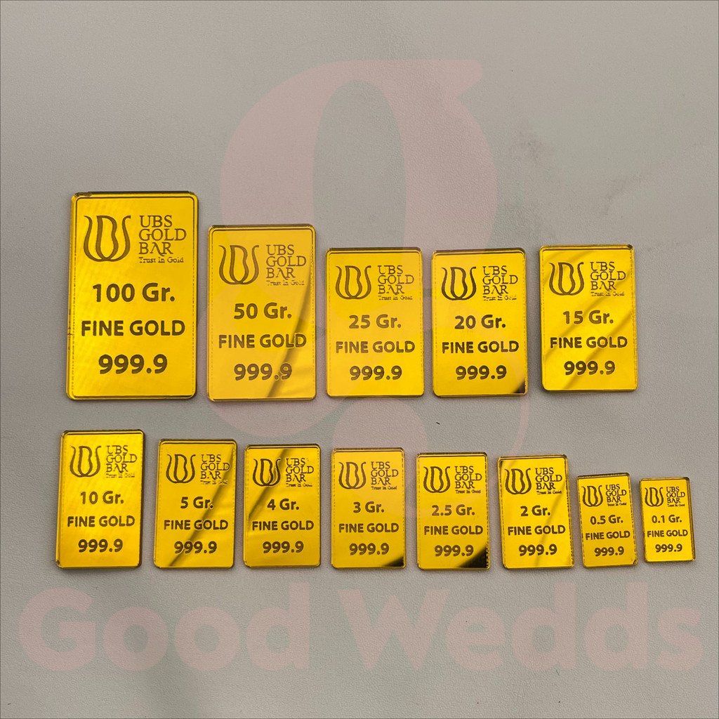 Replika Logam Mulia UBS New Design 50gr-100gr Akrilik Mirror Gold Dekorasi Mahar/Seserahan GoodWedds