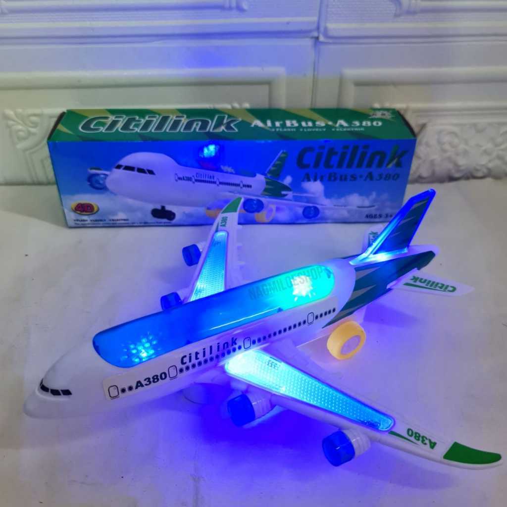 Mainan Pesawat CITILINK Mainan Anak  Jumbo Baterai pesawat terbang lampu
