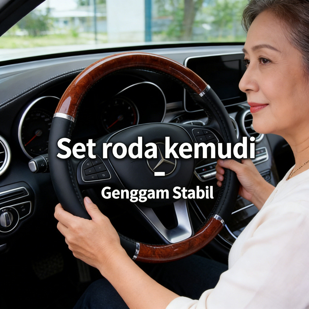 Serat Mobil 38CM Elastis Stir Cover Kayu Racing Setir Universal Sarung Mobil Stir Mobil Stir